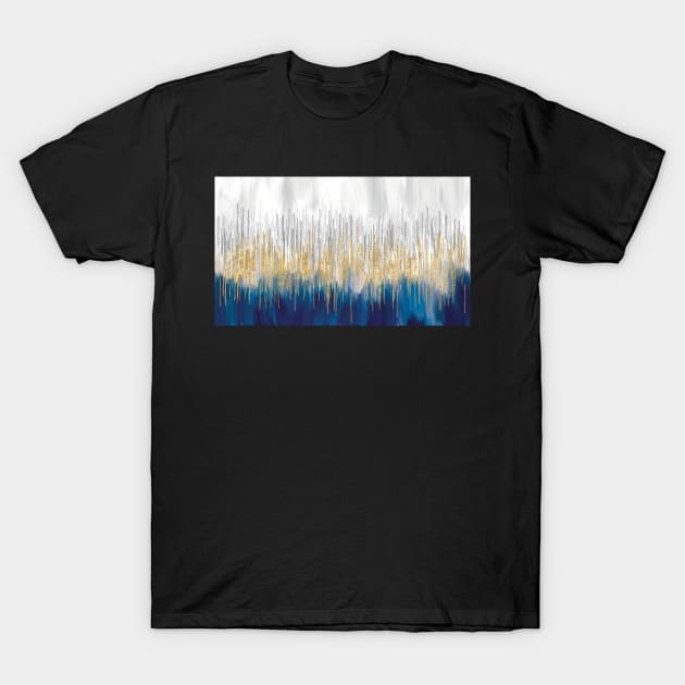 White Gold Blue Abstract Art T-Shirt by SharpWallArts